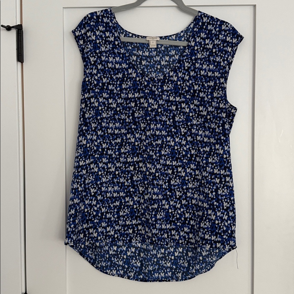 J. Crew Navy and White Abstract Print Top